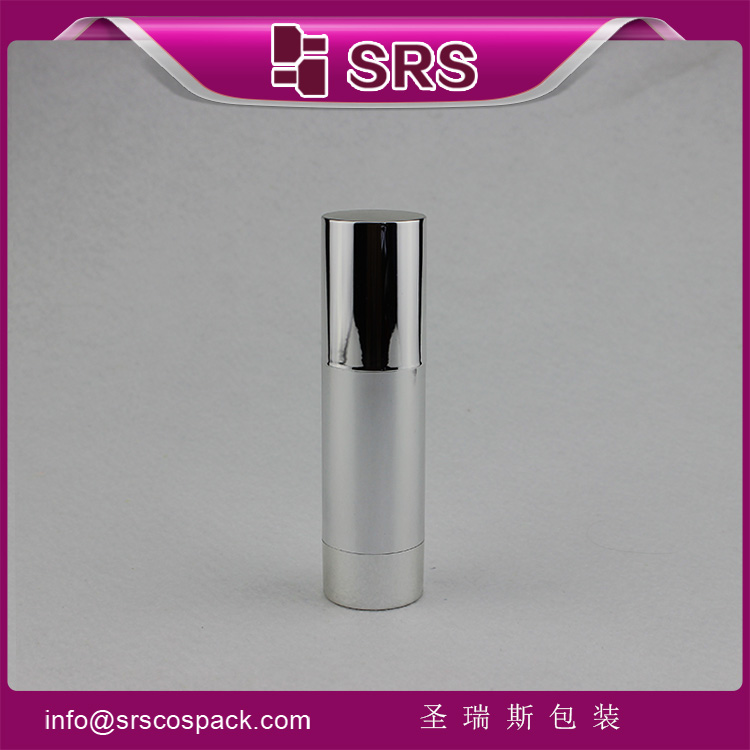 A022 silver metalized luxury airless 30ml plastic bottles with pump